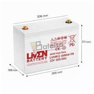 Bater�a 12 Voltios 100 Amperios LVHR12-1980W | Liven Battery